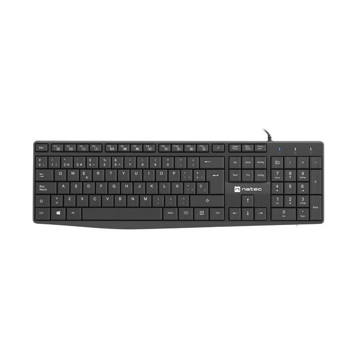 Natec Nautilus Teclado  Multimedia USB - 106 Teclas Membrana - Resistente a Salpicaduras - Color Negro