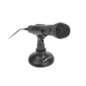 Natec Adder Microfono Omnidireccional de Sobremesa - Base tipo Tripode - Sensibilidad de -55dB - Color Negro