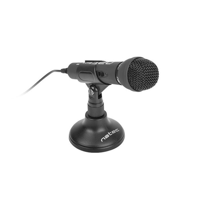 Natec Adder Microfono Omnidireccional de Sobremesa - Base tipo Tripode - Sensibilidad de -55dB - Color Negro