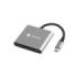 Natec Fowler Mini Adaptador Multipuerto 3en1 - USB-C a USB 3.0, HDMI 4K - USB-C Power Delivery - Color Gris