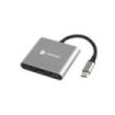 Natec Fowler Mini Adaptador Multipuerto 3en1 - USB-C a USB 3.0, HDMI 4K - USB-C Power Delivery - Color Gris