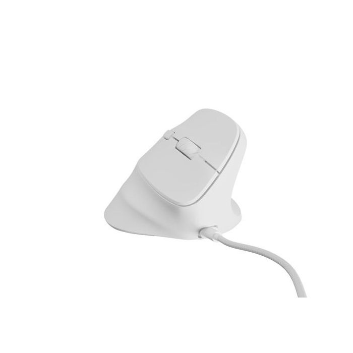 Natec Crake 2 Pro Raton Optico Vertical - 12.800 dpi - Programable - Ergonomico - Ilumincacion RGB Personalizable - Color Blanco