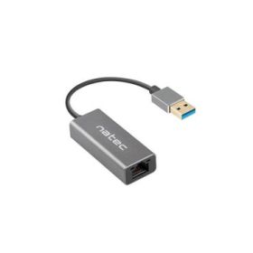 Natec Cricket Adaptador de Red Ethernet USB 3.0 a RJ45 1GB - Transferencia de Datos Rapida y Fiable - Color Gris