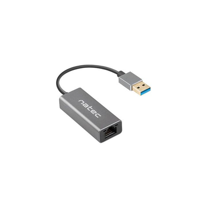 Natec Cricket Adaptador de Red Ethernet USB 3.0 a RJ45 1GB - Transferencia de Datos Rapida y Fiable - Color Gris