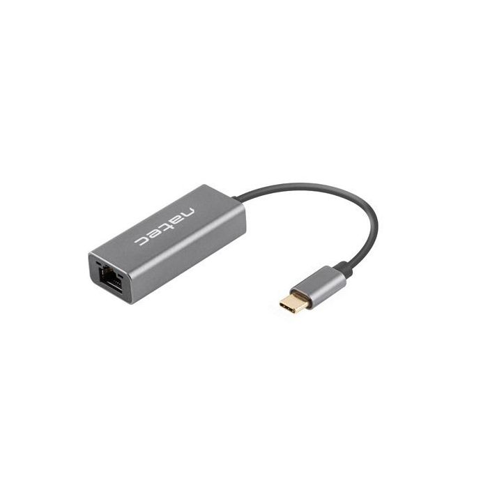Natec Cricket Adaptador de Red Ethernet USB-C 3.1 a RJ45 1GB - Transferencia de Datos Rapida y Fiable - Color Gris