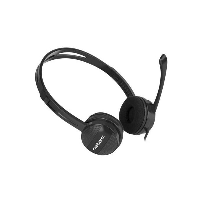 Natec Canary Go Auriculares Diadema con Microfono - MiniJack de 3,5 mm - Control de Volumen Integrado - Color Negro