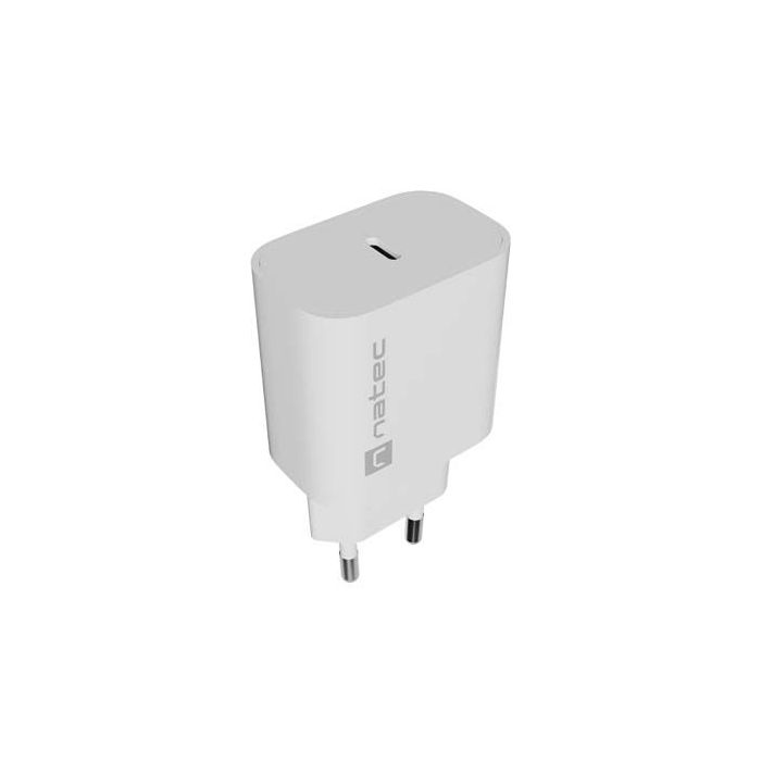 Natec Ribera Cargador de Pared 20W - 1xUSB-C - Carga Rapida - Color Blanco