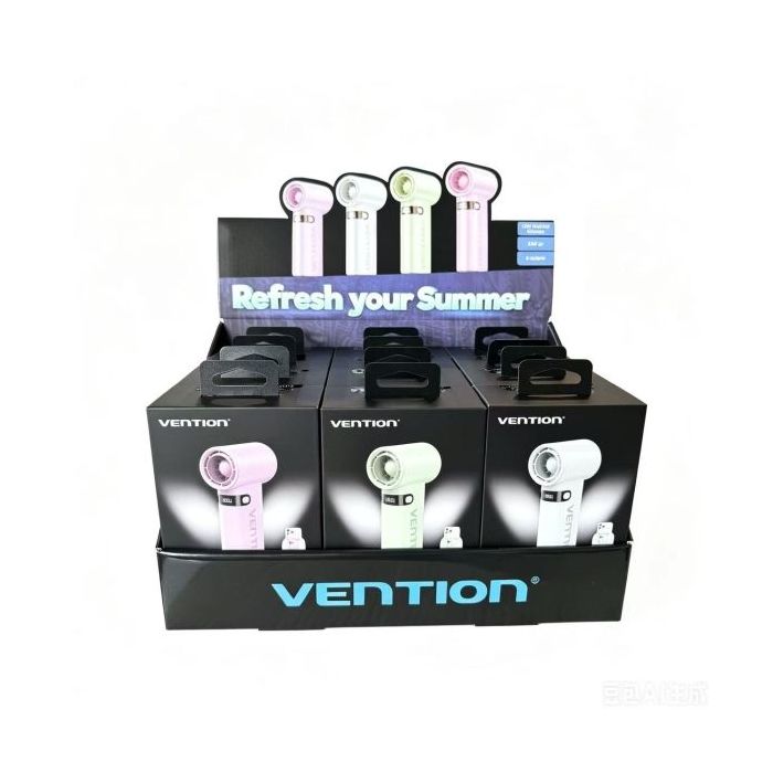 Vention PBE-PACK2 Pack 12 Ventiladores de Mano - Velocidad Maxima 17000RPM - Nivel Regulable de 1 a 100 - Bateria de 3000mAh - P