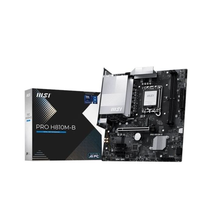 MSI PRO H810M-B Placa Base Intel 1851 2x DDR5, M2, 4x Sata III, PCIe, 5.0, USB 2.0, 5G, RJ-45, HDMI, DisplayPort, MicroATX