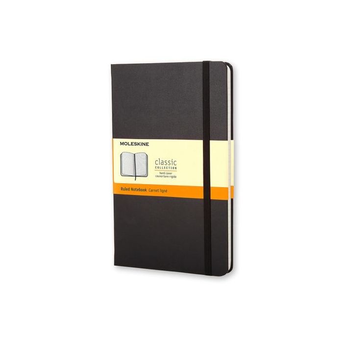 Moleskine Classic Libreta de Tapa Dura - Papel Marfil Rayado - 70g/m2 - Apertura 180º - Esquinas Redondeadas - Marcapaginas - Bo