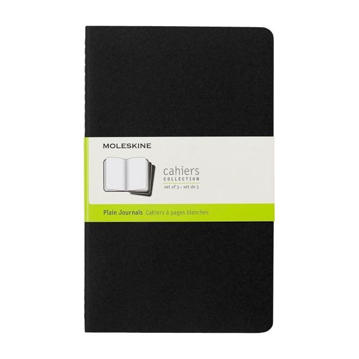 Moleskine Cahier Pack de 3 Libretas - Papel Marfil Liso - 70g/m2 - Esquinas Redondeadas - Solapa para Notas Sueltas - Costuras V