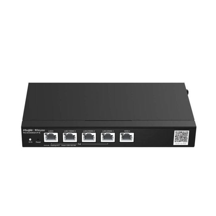 Ruijie RG-EG305GH-P-E Router de Sobremesa - 5 Puertos - 4x PoE+ 60W - Velocidad hasta 1.5Gbps - Capacidad hasta 300 Usuarios - G
