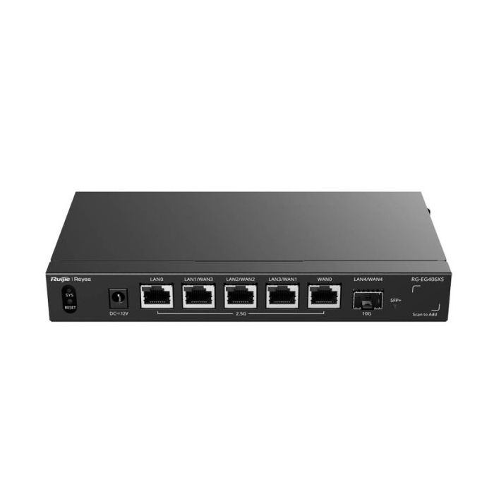 Ruijie RG-EG406XS Router Gestionado - 6 Puertos - 5x Ethernet 2.5Gbps - SFP+ - Gestion en la Nube - Color Negro