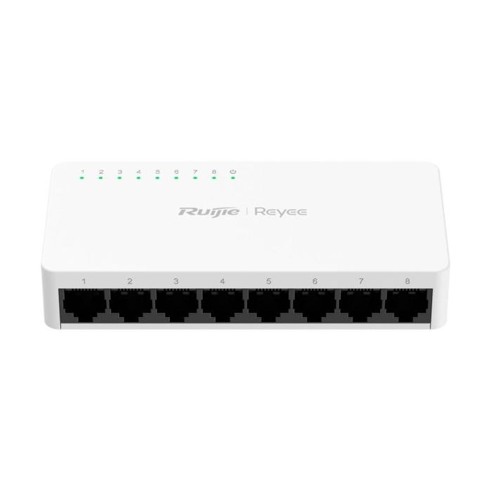Ruijie RG-ES08F Switch de Sobremesa - 8 Puertos - Velocidad hasta 100Mbps - Carcasa de Plastico - Color Blanco