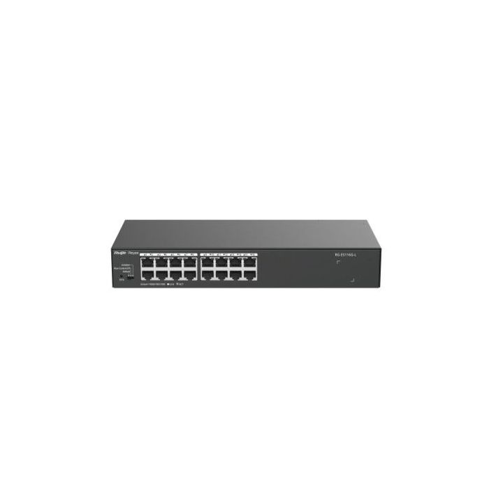 Ruijie RG-ES116G-L Switch No Gestionado - 16 Puertos Ethernet hasta 1Gbps - Carcasa de Acero - Color Negro