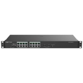 Ruijie RG-ES118GS-P-L Switch - 16 Puertos Ethernet hasta 1Gbps - 2x SFP 1Gbps - PoE/PoE+ hasta 247W - Carcasa de Acero - Color N