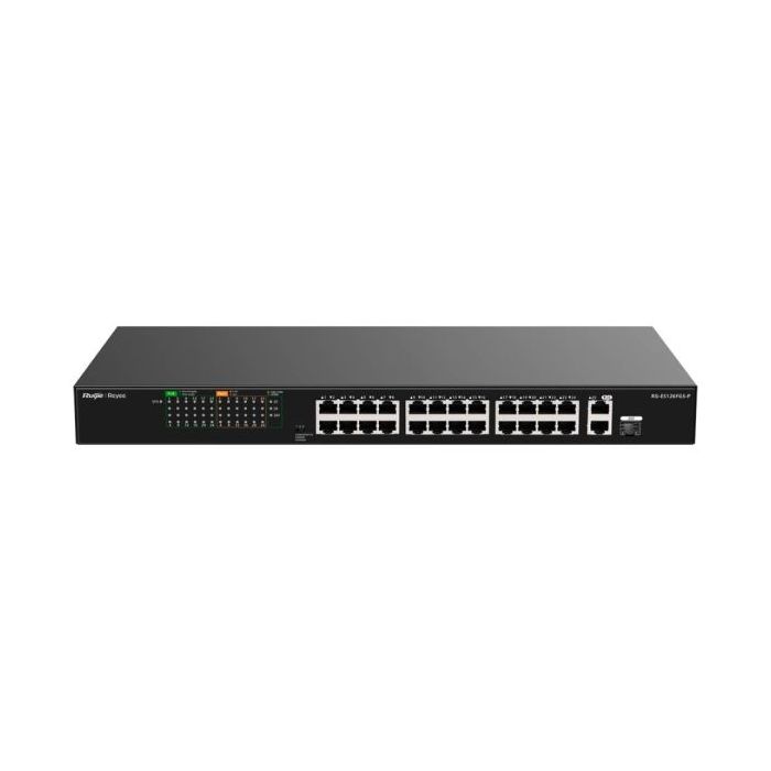 Ruijie RG-ES126FGS-P Switch - 24 Puertos Ethernet hasta 100Mbps - 1X Uplink hasta 1Gbps - 1X Rj45/SFP Combo hasta 1Gbps - PoE/Po