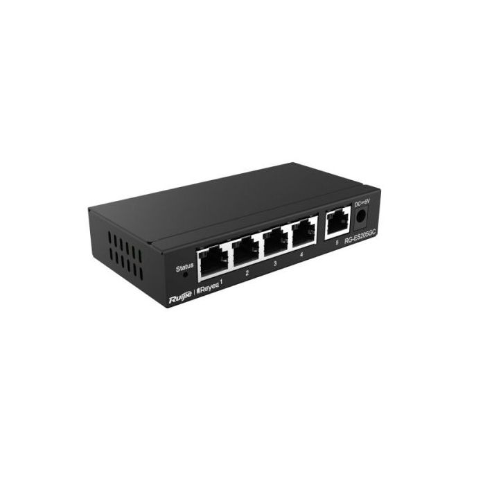 Ruijie RG-ES205GC Switch de Sobremesa - 5 Puertos Ethernet hasta 1Gbps - Vlan - Dhcp Snooping para Seguridad Avanzada - Gestion