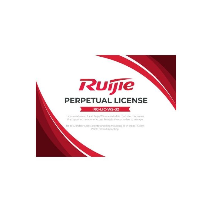 Ruijie RG-LIC-WS-32 Licencia Software - 32 Puntos de Acceso Gestionados o 64 Puntos de Acceso de Pared - Gestion Centralizada de