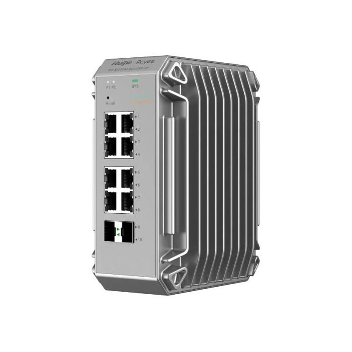 Ruijie RG-NIS3100-8GT2SFP-HP Switch Industrial - 8 Puertos Ethernet hasta 1Gbps - 2x SFP 1Gbps - PoE/PoE+ hasta 240W - Color Gri