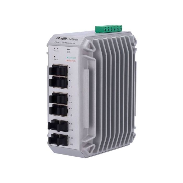 Ruijie RG-NIS3100-8GT4SFP-HP Switch Industrial - 8 Puertos Ethernet hasta 1Gbps - 4x SFP 1Gbps - PoE/PoE+ hasta 240W - Color Gri