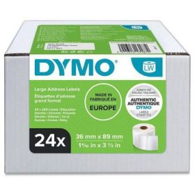 Dymo LabelWriter 13187 Multipack de 24 Rollos de Etiquetas Originales Autoadhesivas - Recomendadas para Direcciones  -Medidas 36