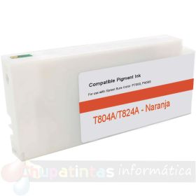 Epson T804A/T824A Naranja Cartucho de Tinta Pigmentada Genérico - Reemplaza C13T804A00/C13T824A00