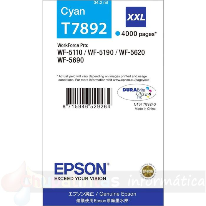 Epson T7892 Cian Cartucho de Tinta Original - C13T789240-1