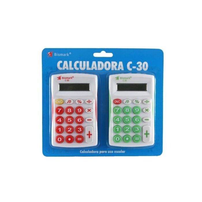 Bismark C-30 Pack de 2 Calculadoras Infantiles - Pantalla LCD - Funciones Basicas - Alimentacion a Pilas - Colores Surtidos Alea