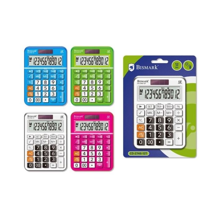 Bismark C-2746 Calculadora de Sobremesa - Pantalla LCD de 12 Digitos - 3 Teclas de Memoria, Calculo de Impuestos, Raiz Cuadrada