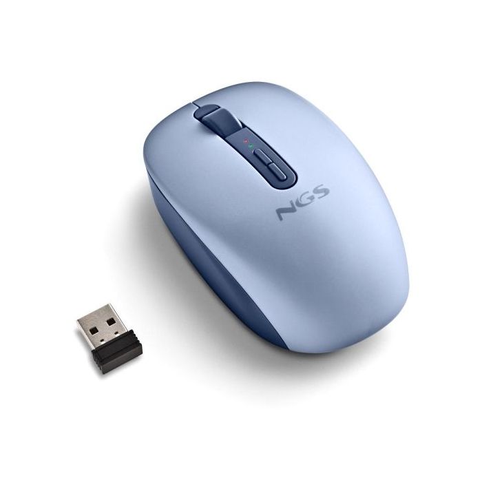 NGS Fog Dual Raton Inalambrico 1600 dpi - Bluetooth 5.2 y 2.4 GHz - 3 Botones - Silencioso - Color Azul