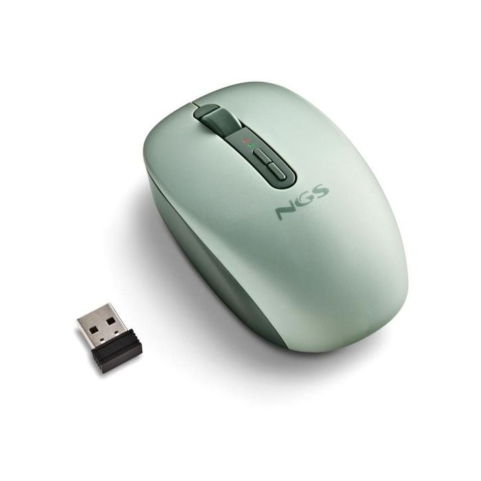 NGS Fog Dual Raton Inalambrico 1600 dpi - Bluetooth 5.2 y 2.4 GHz - 3 Botones - Silencioso - Color Verde