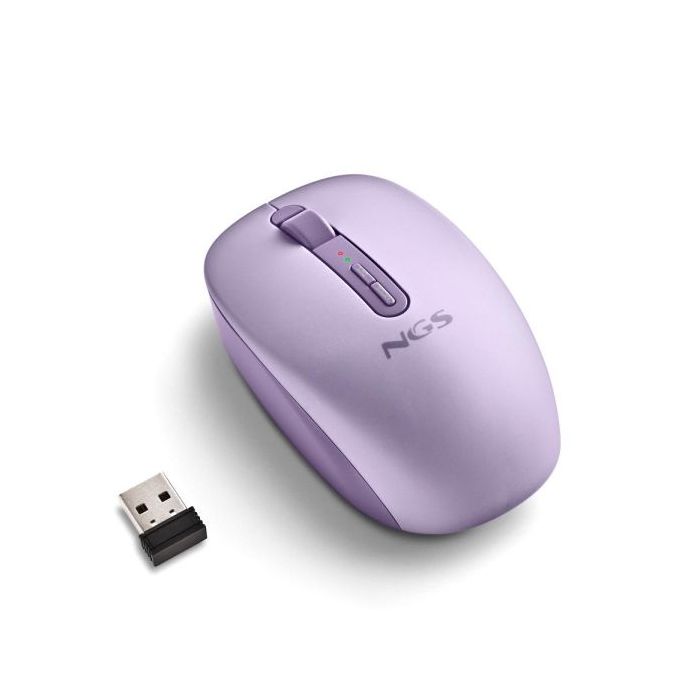 NGS Fog Dual Raton Inalambrico 1600 dpi - Bluetooth 5.2 y 2.4 GHz - 3 Botones - Silencioso - Color Purpura