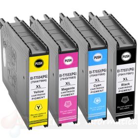 Epson T755-Serie Pack Ahorro 4 Cartuchos de Tinta Genéricos: T7551/T7552/T7553/7554