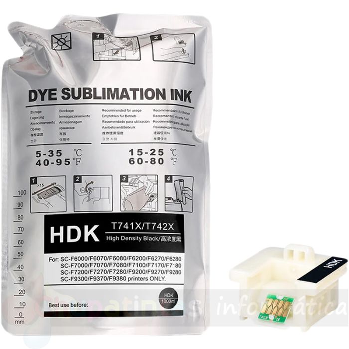 Epson T741X Negro de Alta Densidad Bolsa de Tinta de Sublimación Genérica - Reemplaza C13T741X00
