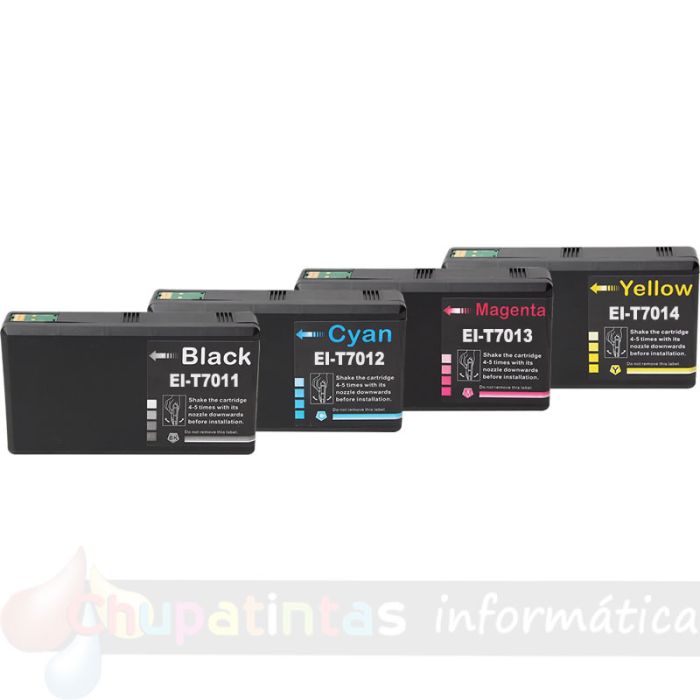 Epson T701-Series Pack de 4 Cartuchos de Tinta Genéricos: T7011/T7012/T7013/T7014