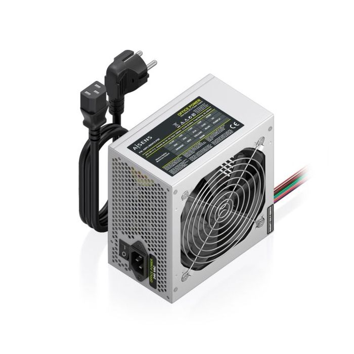 Aisens ASPC-500ATX-PSE Fuente de Alimentacion 500W ATX - Ventilador 120mm - OEM - Cable de Alimentacion Incluido - Color Plata
