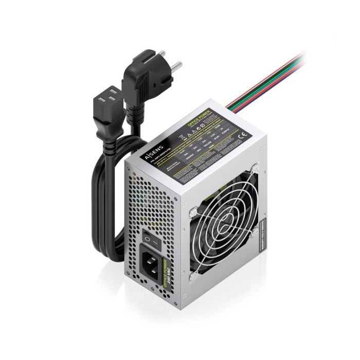 Aisens ASPC-500SFX-PSE Fuente de Alimentacion 500W SFX - Ventilador 80mm - OEM - Cable de Alimentacion Incluido - Color Plata