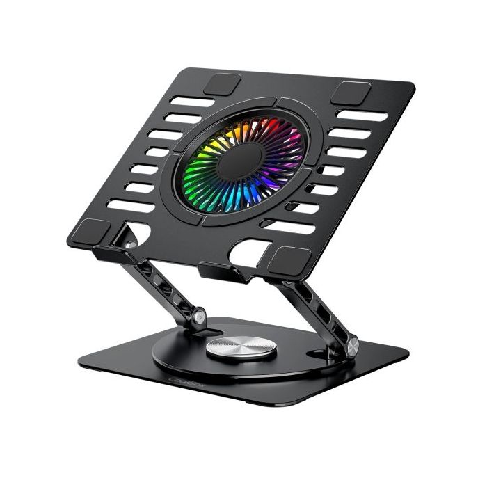CoolBoox CoolAir RGB Soporte Elevador para Portatil de hasta 17  - Ajustable en Altura - Rotacion de Base 360 - Ventilador RGB -
