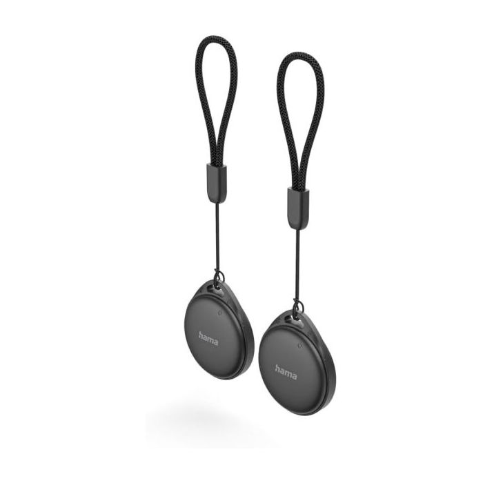 Hama Key Finder Pack 2 Localizadores Antiperdida - Compatible Apple y Google - Bluetooth - Autonomia hasta 365 Dias - Color Negr