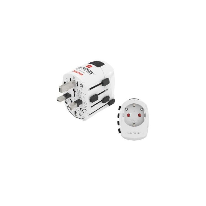 Hama World Travel Pro Adaptador Universal de Viaje - Mas de 150 Paises - 250V, 7A - Color Blanco