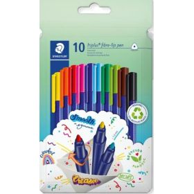 Staedtler Triplus Color 323 Pack de 10 Rotuladores - Trazo 1mm Aprox - Tinta Antisecado - Capuchon Ventilado - Colores Surtidos
