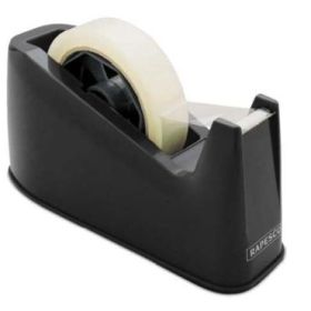 Rapesco Portarollos para Cinta Adhesiva 25mmx66m - Base de Goma Antideslizante - Cinta no Incluida - Color Negro