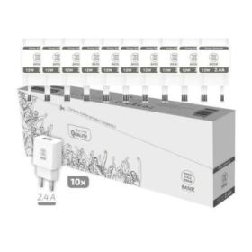 TechOneTech Basik Pack de 10 Cargadores de Pared 1 Puerto USB 12W