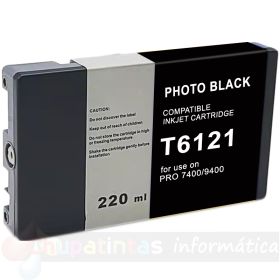 Epson T6121 Negro Foto Cartucho de Tinta Pigmentada Genérico - Reemplaza C13T612100