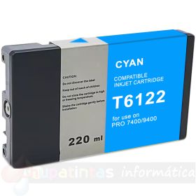 Epson T6122 Cian Cartucho de Tinta Pigmentada Genérico - Reemplaza C13T612200