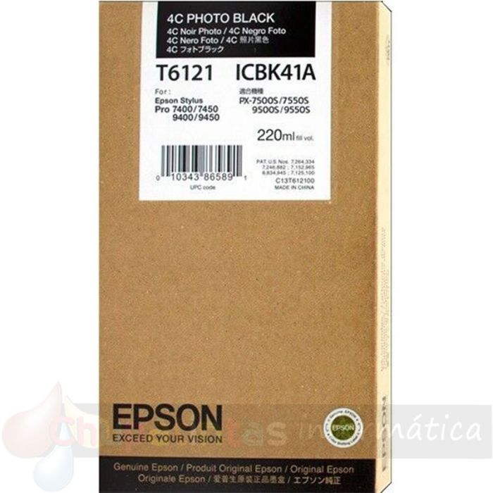 Epson T6121 Negro Foto Cartucho de Tinta Original - C13T612100