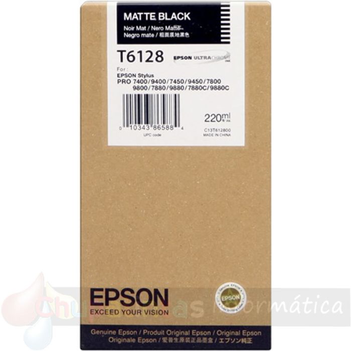 Epson T6128 Negro Mate Cartucho de Tinta Original - C13T612800