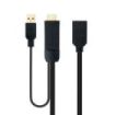 Nanocable Conversor HDMI a DisplayPort V1.2 - HDMI A Macho-DPort Hembra+USB-A - 20 cm - Color Negro