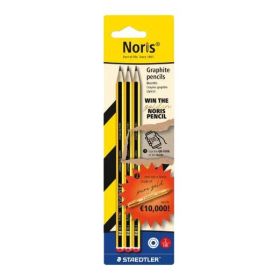 Staedtler Noris Pack con 3 Lapices de Grafito Hexagonal HB - Mina Ultrarresistente de 2mm - Madera de Bosques Sostenibles